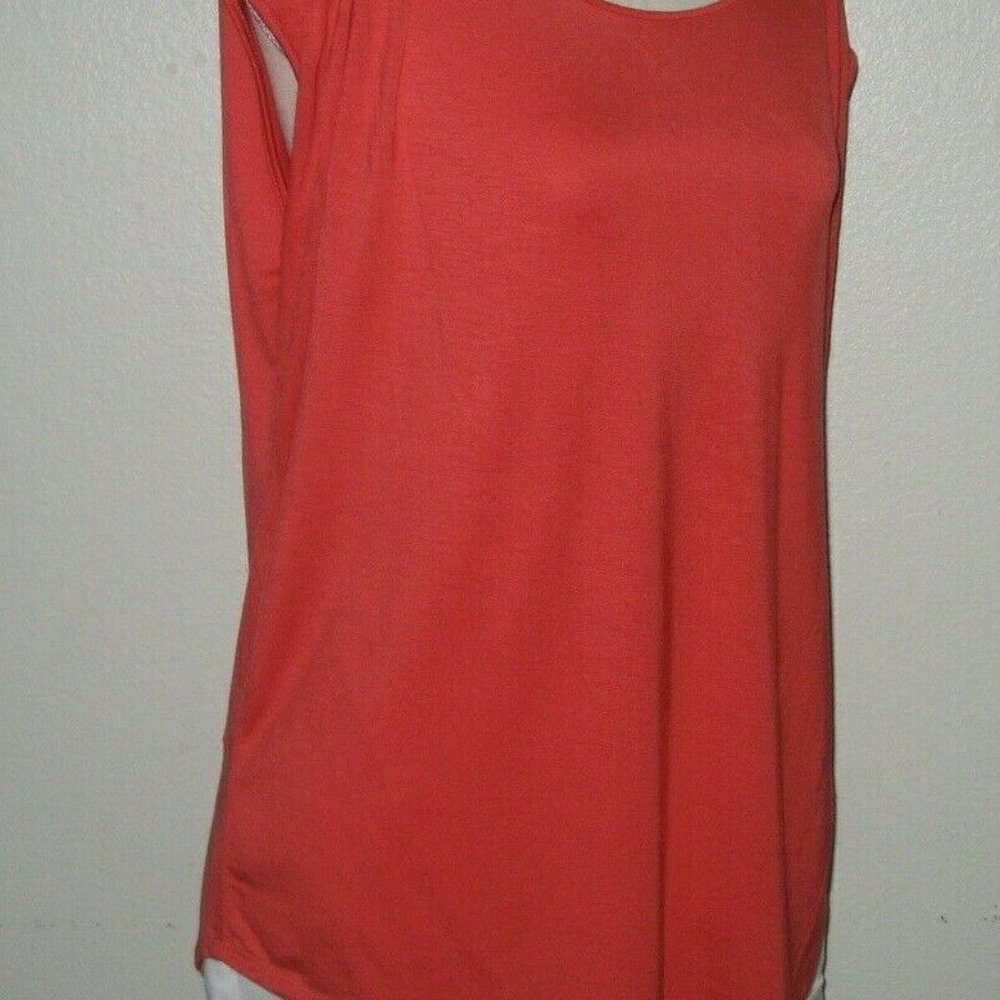 New SPENSE Laced Shoulder Detail Stretch Sleeveless Top Size L Sunset Coral NWT